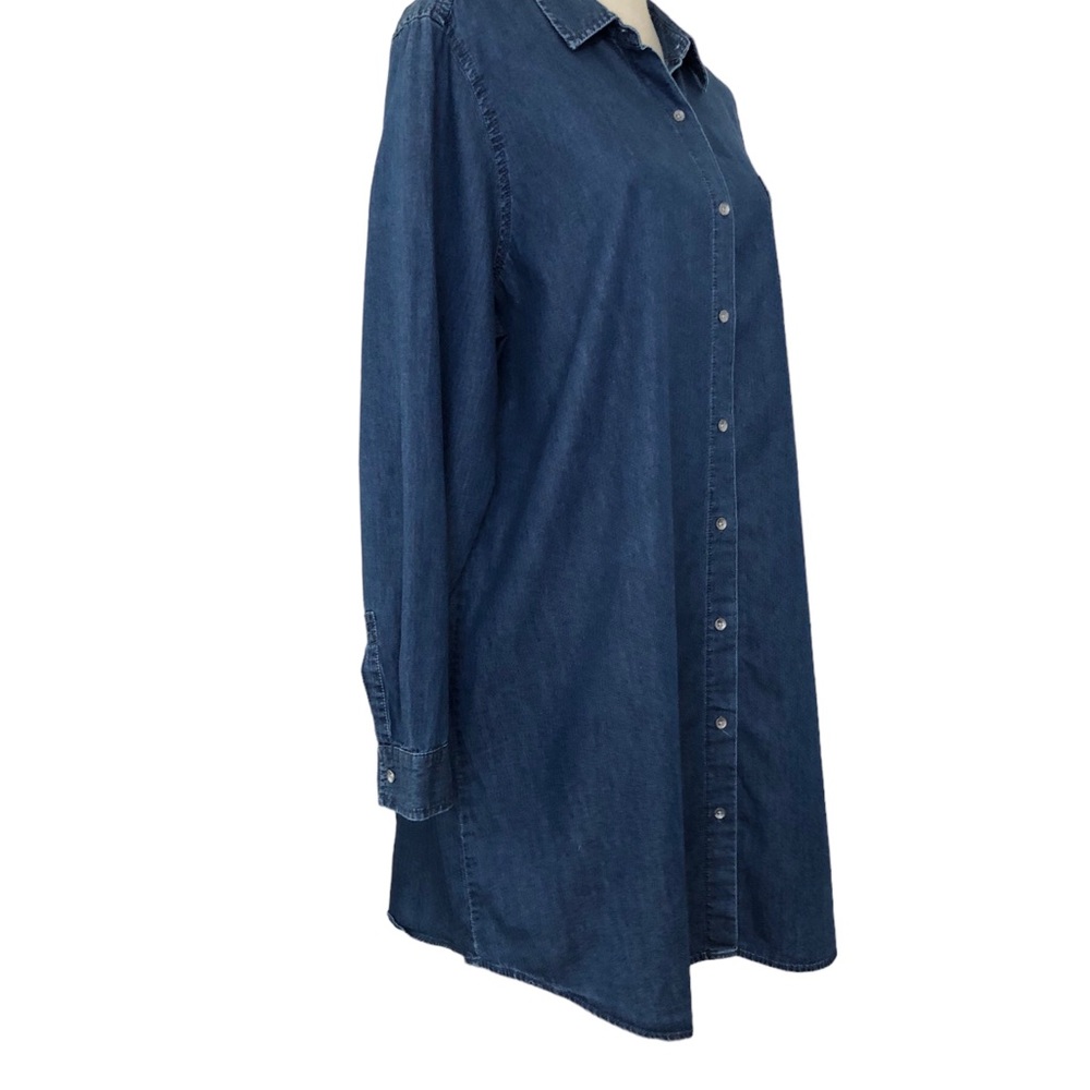 J. Jill Chambray Button Down Shirt Dress Long Sleeve Blue Size XL - Picture 5 of 11